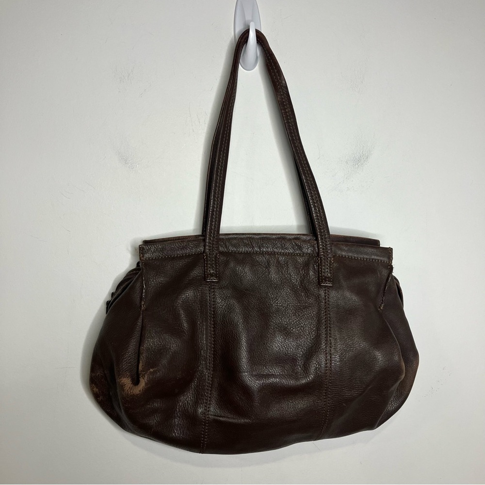 J. Jill brown leather shoulder bag medium‎ size 12.75” x 11”
